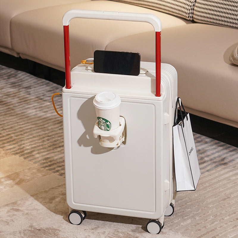 Ultra-Light USB Trolley Luggage – Secure Password Carry-On with Cup Holder
