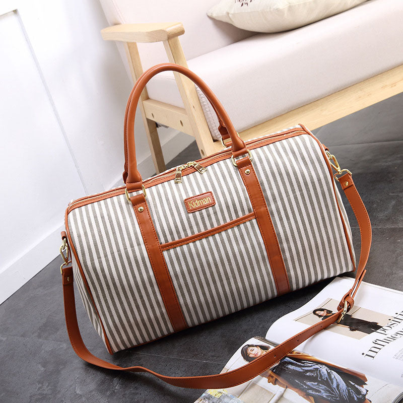 Striped Canvas Travel Bag