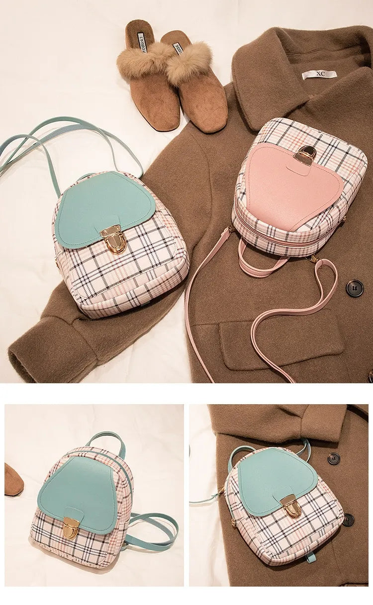 Mini Plaid Travel Backpack Purse