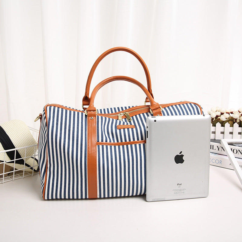 Striped Canvas Travel Bag