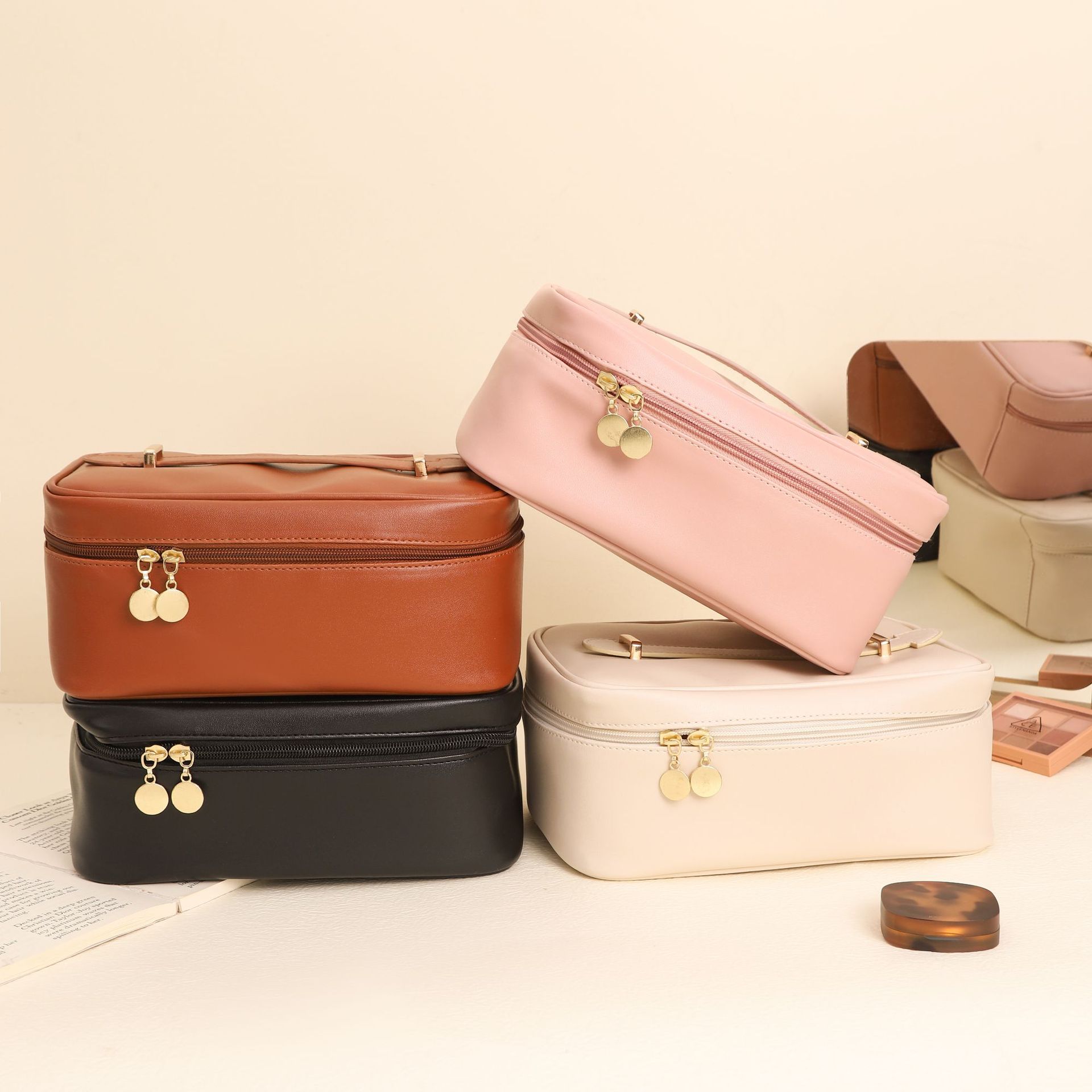 Square Handle-Top Travel Cosmetic Organizer
