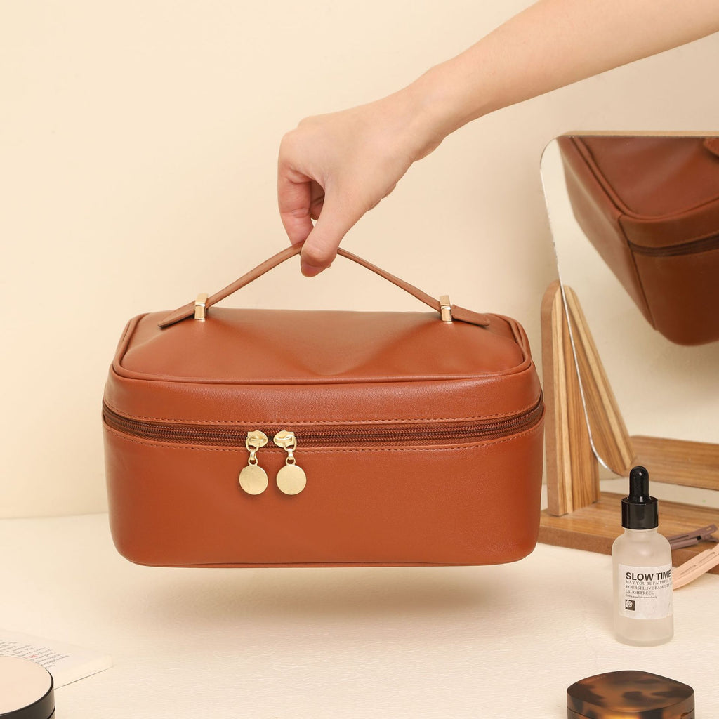 Square Handle-Top Travel Cosmetic Organizer