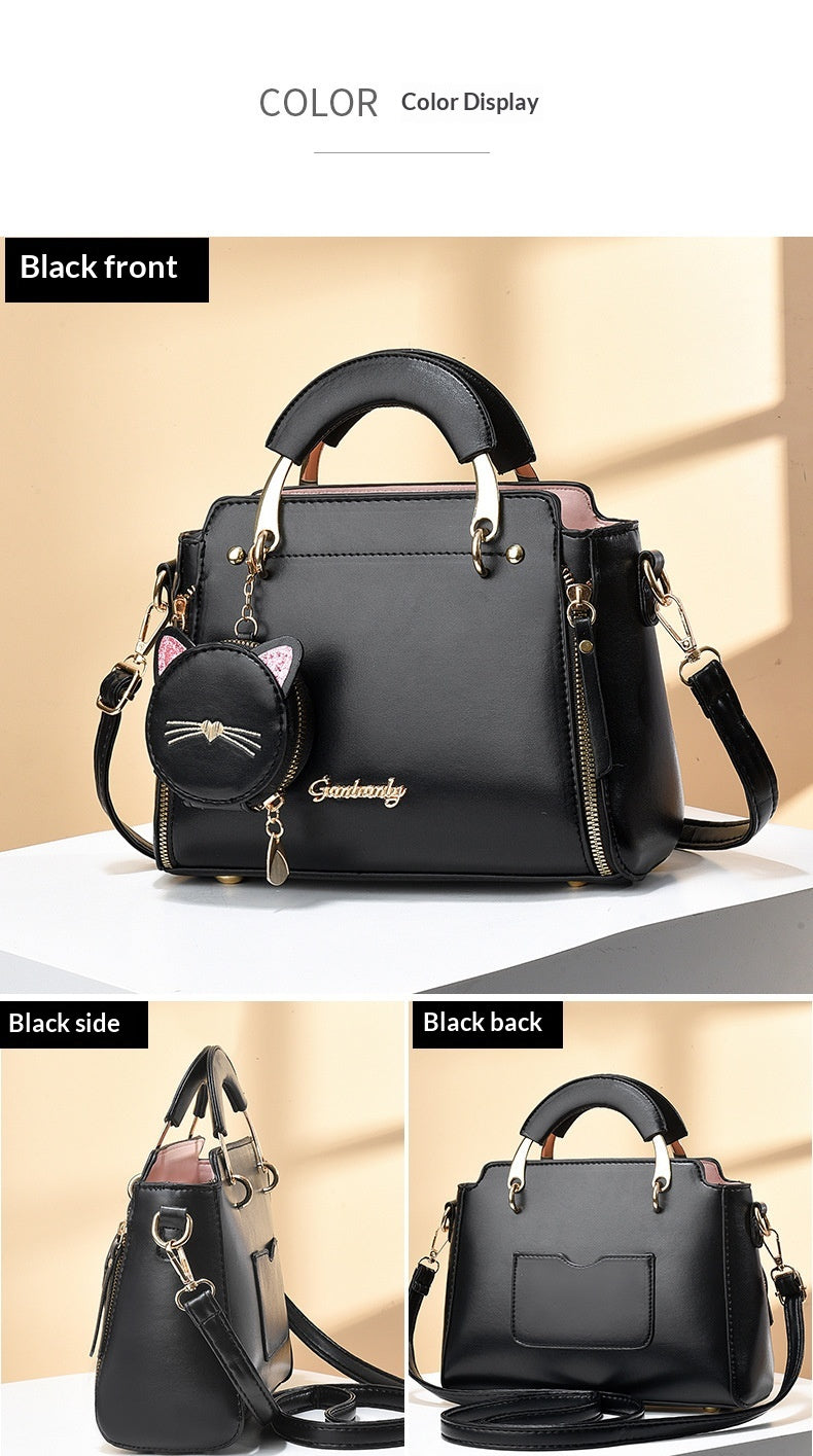 Cute Little Cat Design Large-Capacity Shoulder Square Bag