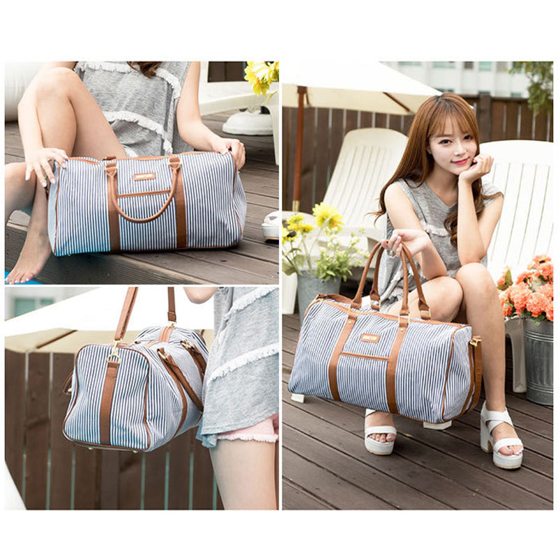 Striped Canvas Travel Bag