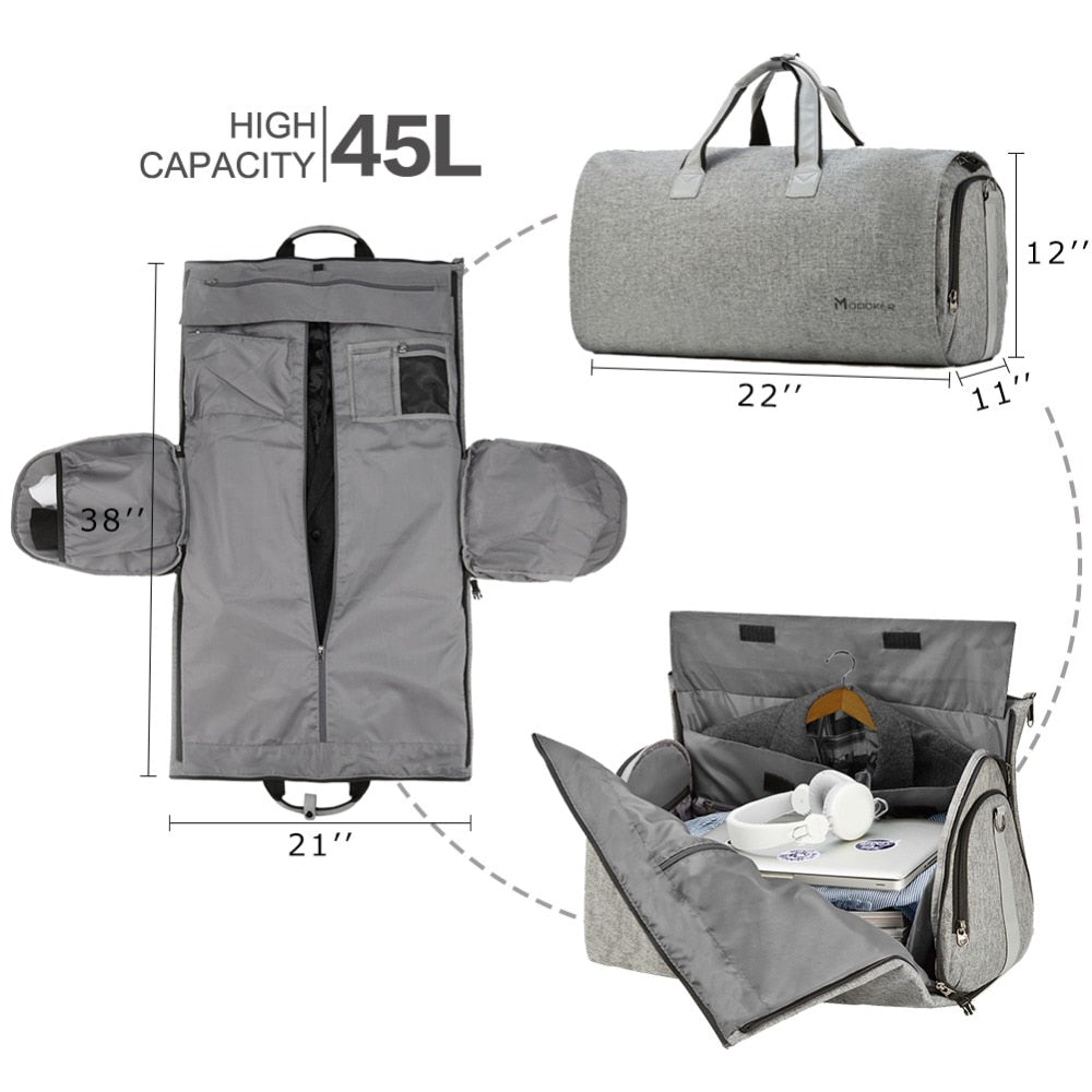 Convertible Carry-On Garment Duffel Bag with Shoulder Strap