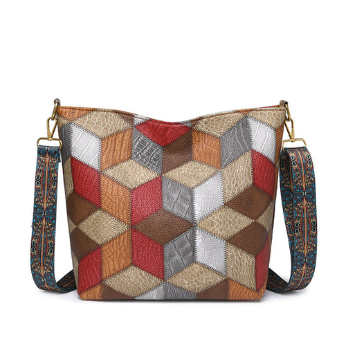 Contrast Color Large Tote Bag
