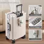 Aluminum Frame Smart Travel Luggage with USB & Cup Holder