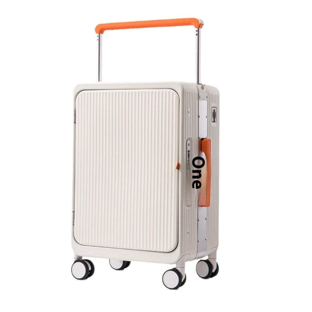 Smart USB Charging Trolley Case – Front-Opening Carry-On Luggage