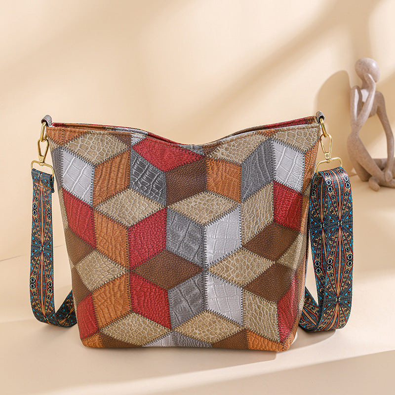 Contrast Color Large Tote Bag
