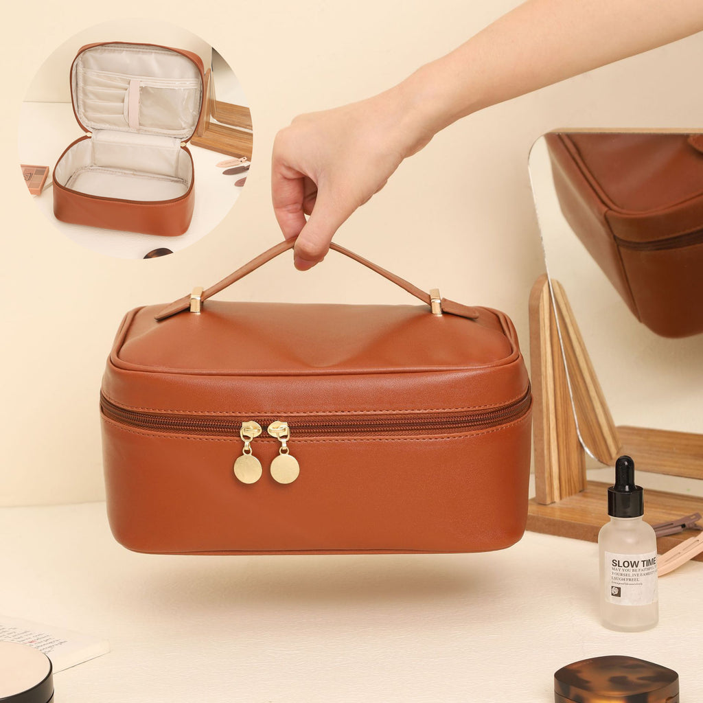 Square Handle-Top Travel Cosmetic Organizer