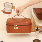 Square Handle-Top Travel Cosmetic Organizer