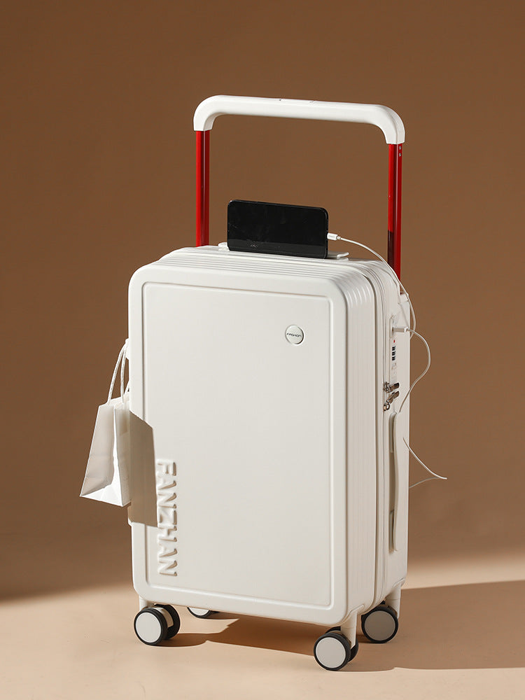 Ultra-Light USB Trolley Luggage – Secure Password Carry-On with Cup Holder