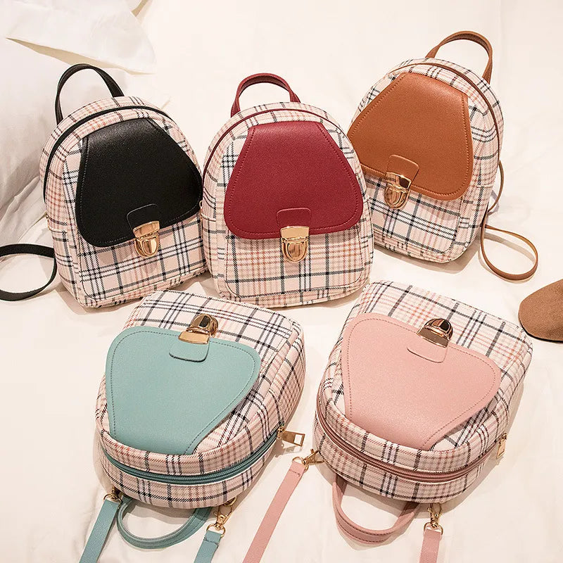 Mini Plaid Travel Backpack Purse