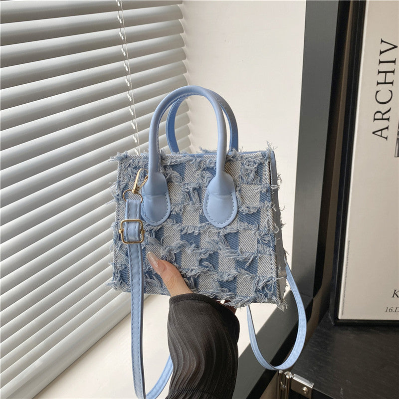 Women’s Plaid Denim Crossbody Bag