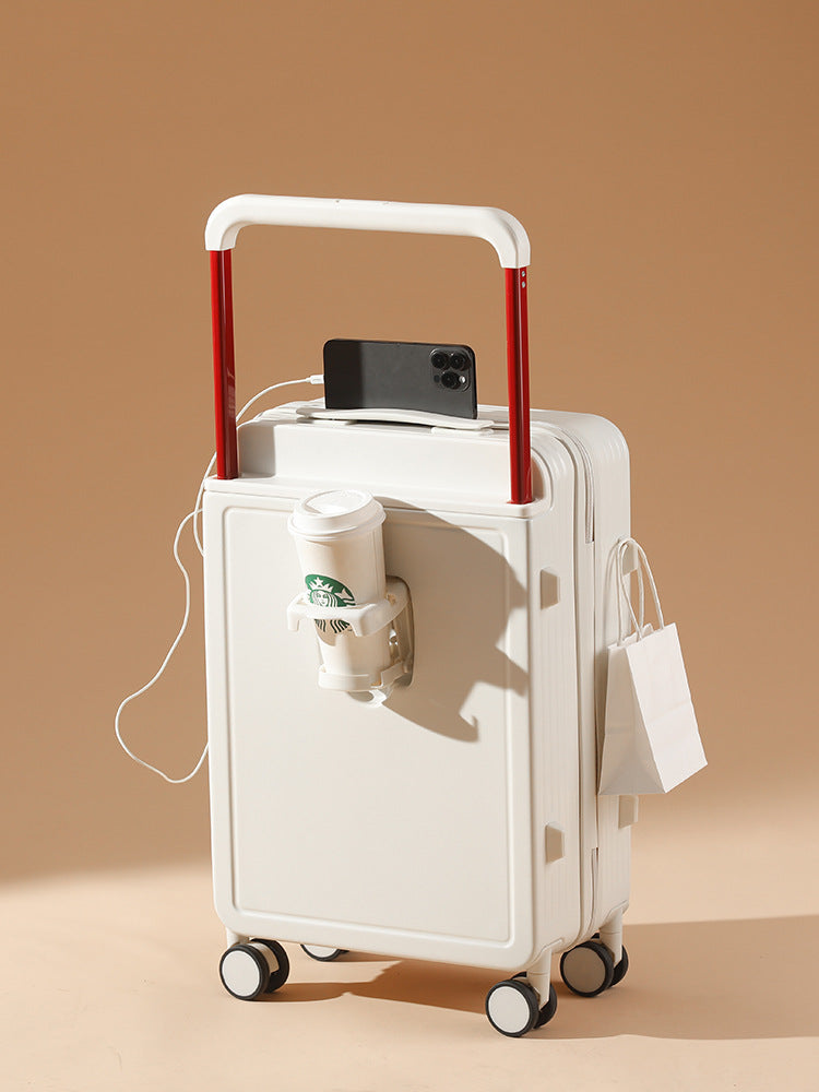 Ultra-Light USB Trolley Luggage – Secure Password Carry-On with Cup Holder