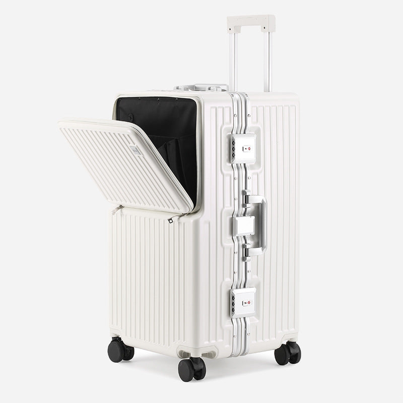 High-End Smart PC Suitcase – Front-Opening USB Travel Luggage