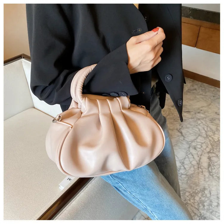 Cloud Print Pleated Bag