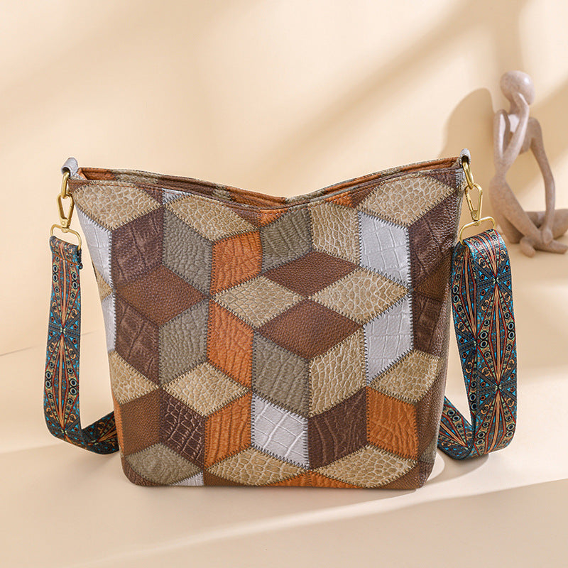Contrast Color Large Tote Bag