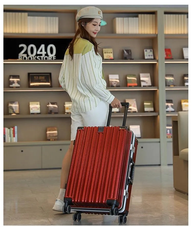 Aluminum Frame Smart Travel Luggage with USB & Cup Holder