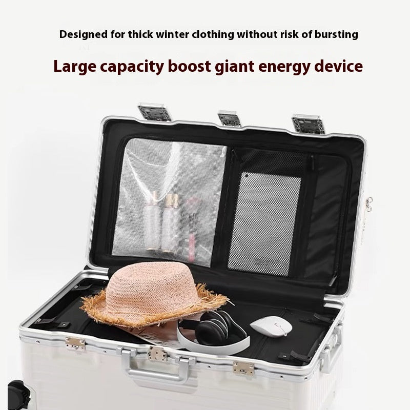 High-End Smart PC Suitcase – Front-Opening USB Travel Luggage