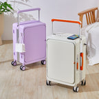 Smart USB Charging Trolley Case – Front-Opening Carry-On Luggage