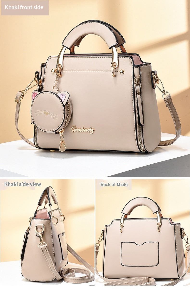 Cute Little Cat Design Large-Capacity Shoulder Square Bag