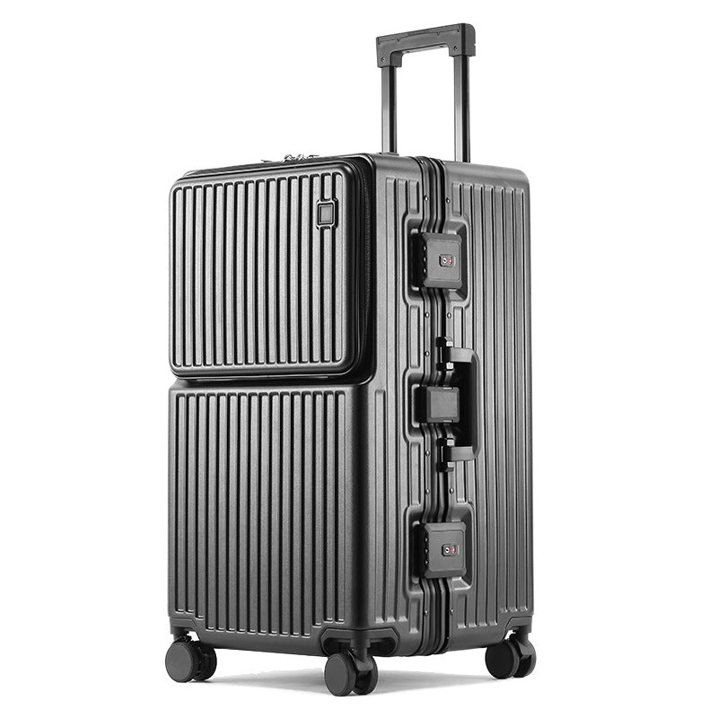 High-End Smart PC Suitcase – Front-Opening USB Travel Luggage