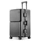 High-End Smart PC Suitcase – Front-Opening USB Travel Luggage
