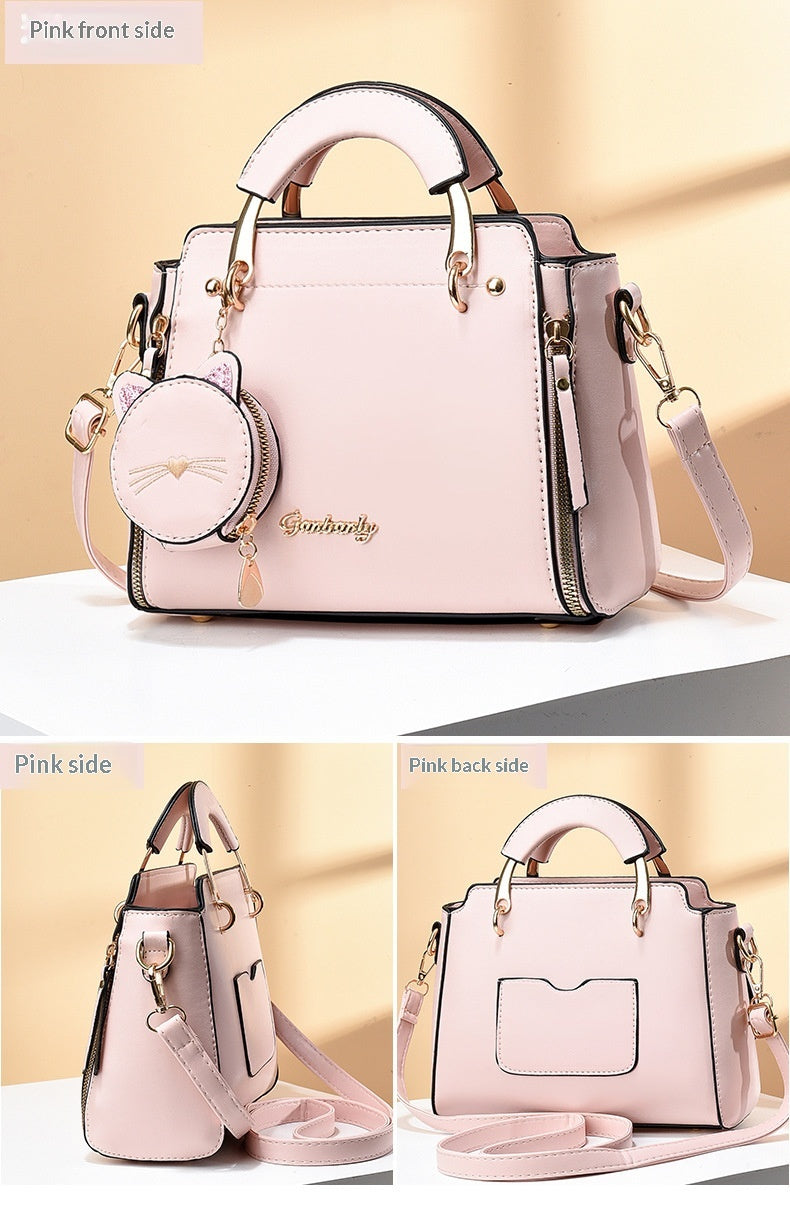Cute Little Cat Design Large-Capacity Shoulder Square Bag