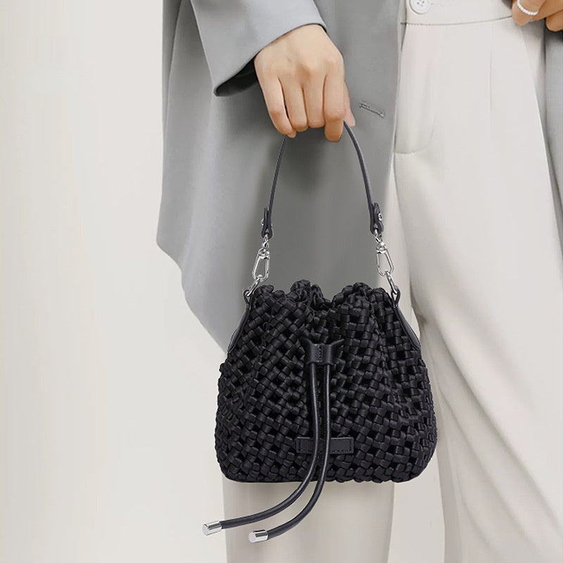 Hand-Woven Windmill Knot Bucket Bag